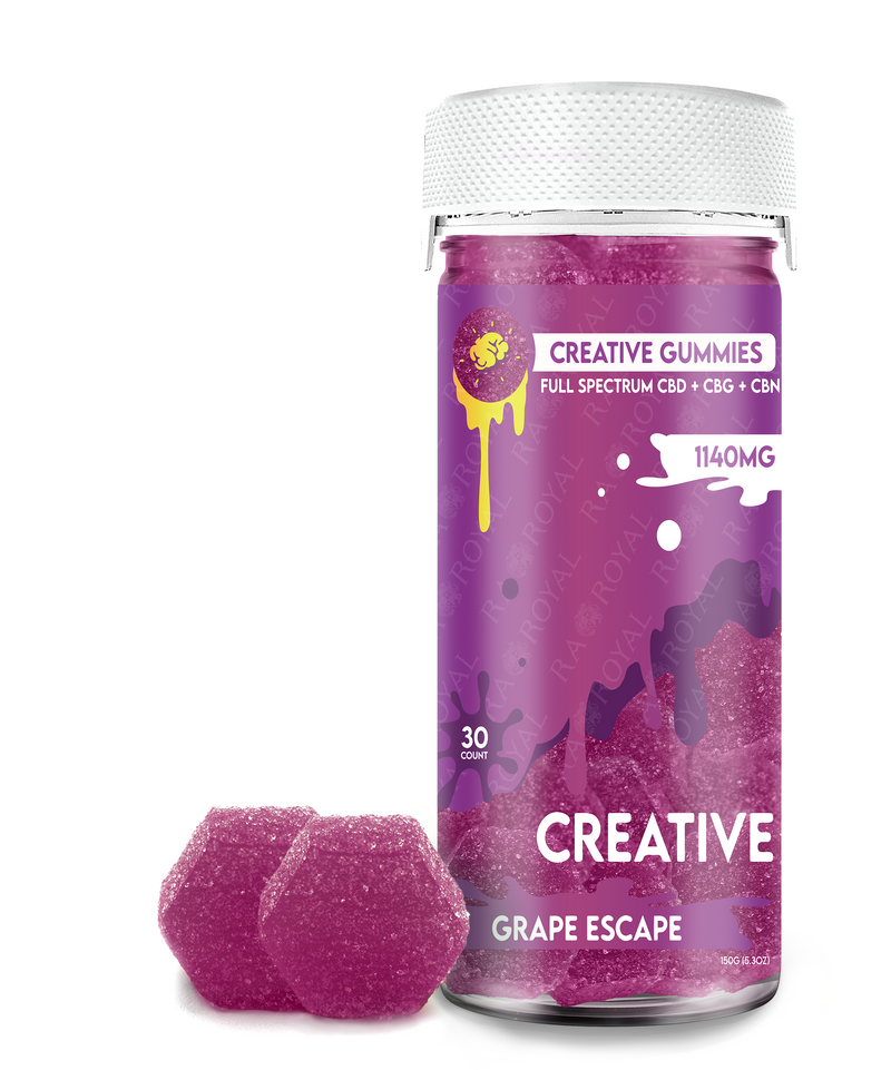 RaRoyal FULL SPECTRUM CBD+CBG+CBN 30CT GUMMY JAR: GRAPE ESCAPE (CREATIVE)